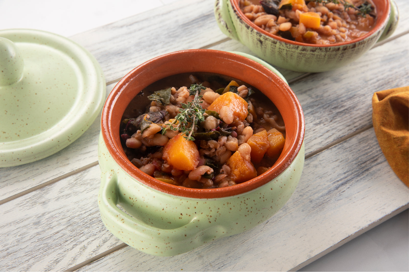 Cannellini Beans, Barley, and Butternut Squash Soup