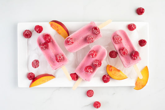 Tahini Peach and Raspberry Popsicles